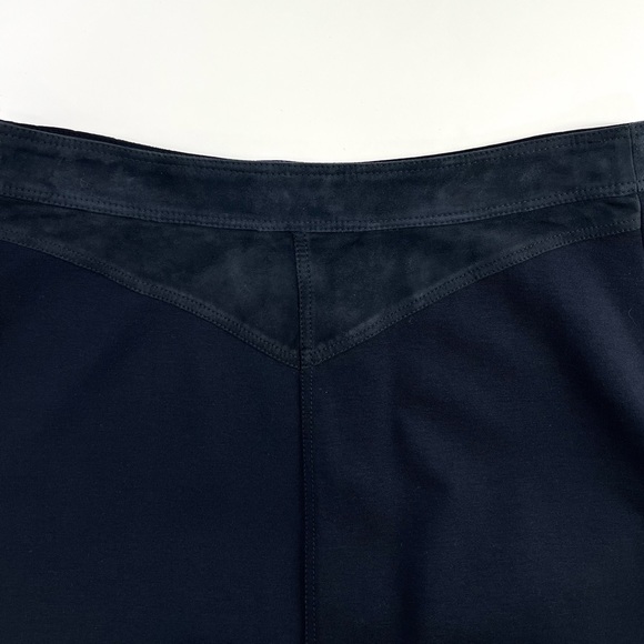 Theory Navy Suede Accent Front Button Midi Skirt - Picture 5 of 8